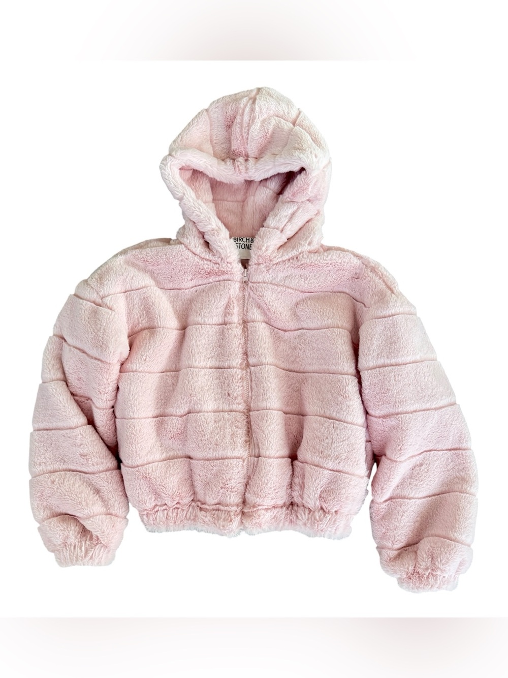 Birch & Stone Perfect Pink Fur Winter Zip-Up Jacket 2 Side Pockets Women’s Sz Sm